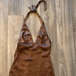 Motel Rock satin brown halter dress